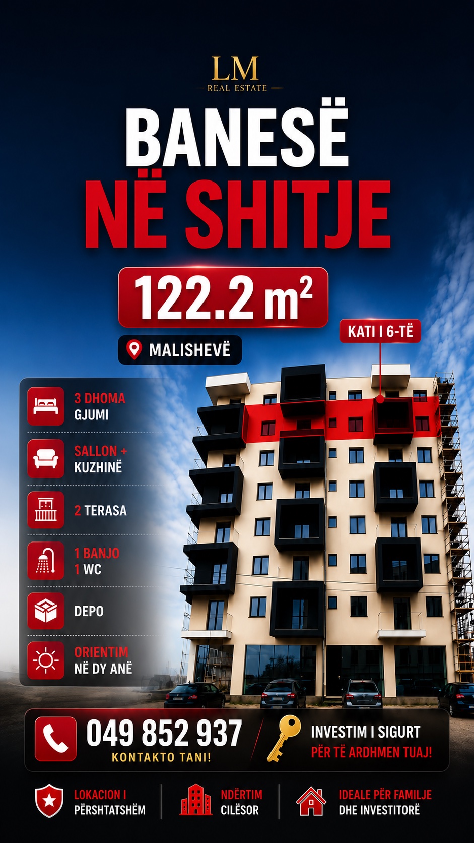 Reklamë për banesë në shitje 122.2 m² në Malishevë